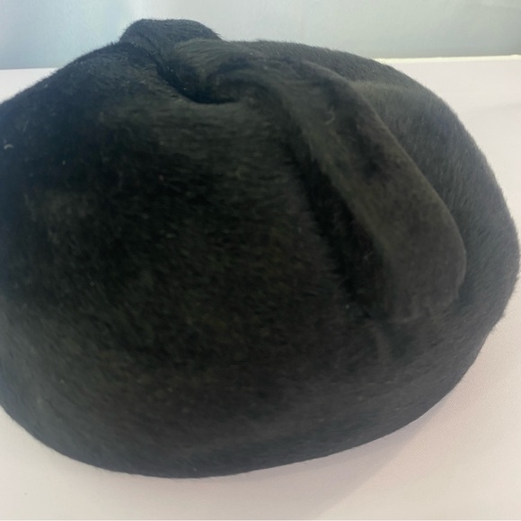 Vintage 1950s 60s Helios Made in Italy Black velour fur felt Pillbox hat - Picture 10 of 14